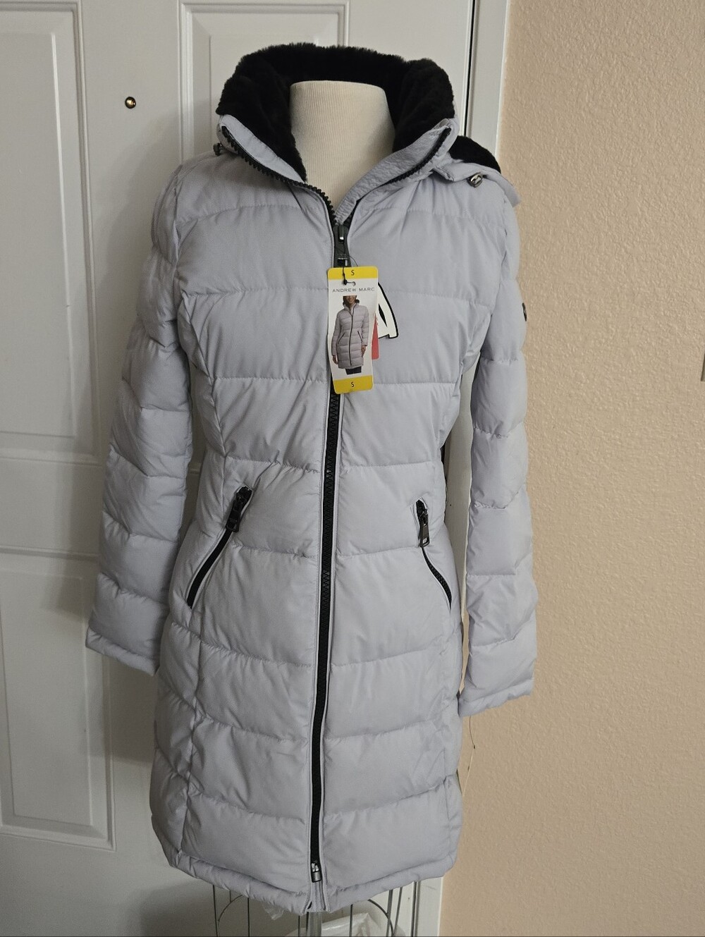 Andrew Marc Ladies’ Long Parka Grey Size S NWT